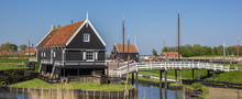 Panorama Of Wooden House At The Lake In Enkhuizen, Netherlands