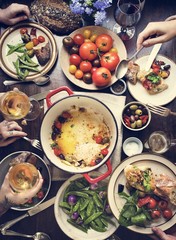 Group of adults at a dinner party