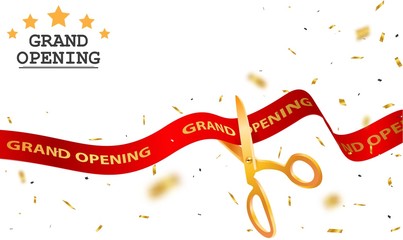 Wall Mural - Grand opening card design with red ribbon