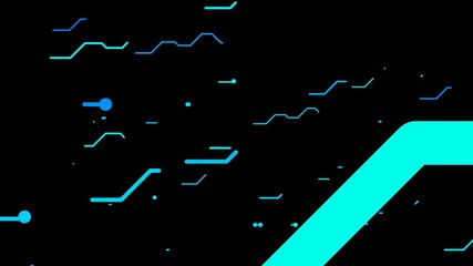 Fototapete - Lines spreading from the center are led by bright points. They create a concept representaion of a circuit board on a dark background.