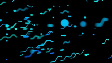 Fototapete - Blue line printed circuit board. Lines spreading from the center are led by bright points. They create a concept representaion of a circuit board on a dark background.