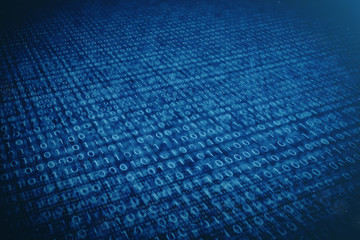 Aufkleber - 3D illustration binary code on blue background. Bytes of binary code. Concept technology. Digital binary background.