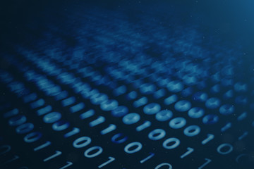 Aufkleber - 3D illustration binary code on blue background. Bytes of binary code. Concept technology. Digital binary background.