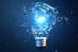 3D Illustration Exploding light bulb on a blue background, with concept creative thinking and innovative solutions.