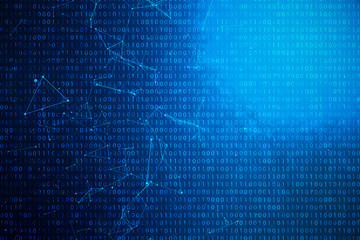 Aufkleber - 3D illustration binary code on blue background. Bytes of binary code. Concept technology. Digital binary background. Connection lined and dots, global network.