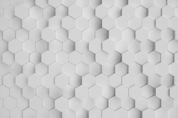 Poster - 3d illustration white geometric hexagonal abstract background. surface hexagon pattern, hexagonal ho