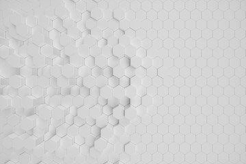 Poster - 3d illustration white geometric hexagonal abstract background. surface hexagon pattern, hexagonal ho