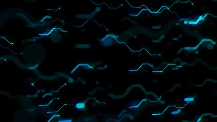 Fototapete - Signal transmission. A moving signal. A bulk cluster of printed circuit boards. Depth of field. The lines of the printed circuit boards move at different speeds. Rotating chamber.Lines spreading from