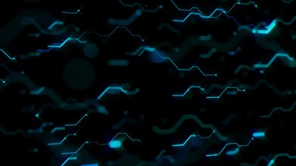 Fototapete - Signal transmission. A moving signal. A bulk cluster of printed circuit boards. Depth of field. The lines of the printed circuit boards move at different speeds. Lines spreading from the center are