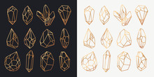 Crystals Or Minerals, Diamond And Gems Outline