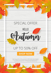 Wall Mural - autumn sale background with leaves. can be used for shopping sale, promo poster, banner, flyer, invi