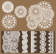 Vector set of 4 delicate knitted lace and 5 seamless borders