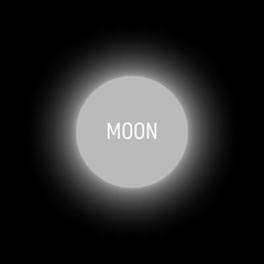 Poster - Full moon abstract vector illustration. Luminous circle, logo template. Blur round white shape on black background. Lightbulb icon.