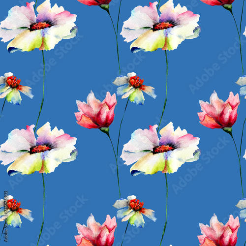 Seamless wallpaper with summer flowers