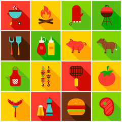 Poster - Barbecue Food Colorful Icons