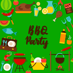 Poster - BBQ Party Lettering Postcard