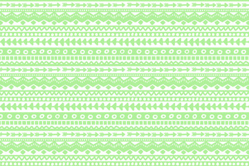 Wall Mural - Green and white geometric background. Ethnic hand drawn pattern