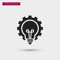 Bulb with gear icon. Simple idea element illustration. Vector symbol design from education collection. Can be used in web and mobile.