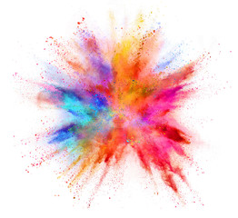 explosion of coloured powder isolated on white background