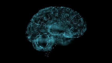 Poster - Pulsation of the brain. Rotating brain. Medical background. Two hemispheres of the brain. Seamless loop.