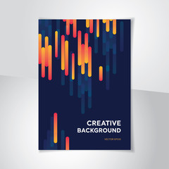 Wall Mural - creative dark blue cover background with orange vertical lines