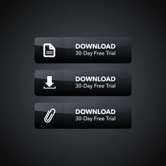 Poster - Vector Illustration web element download icon button set collection on black background. 