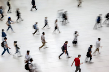 group of people in the lobby business center