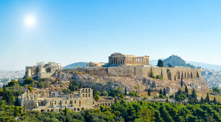 Fototapete - Parthenon acropolis sky sun  Athens Greece