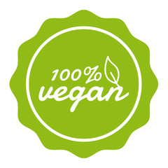 Wall Mural - 100% Vegan Button Banner Badge. Eps10 Vector.