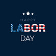 Happy Labor Day Card Vector illustration. Flag of the United States inside world 