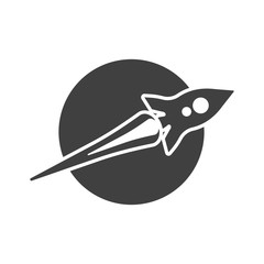 Wall Mural - the missile icon flies around the planet. vector illustration on white background