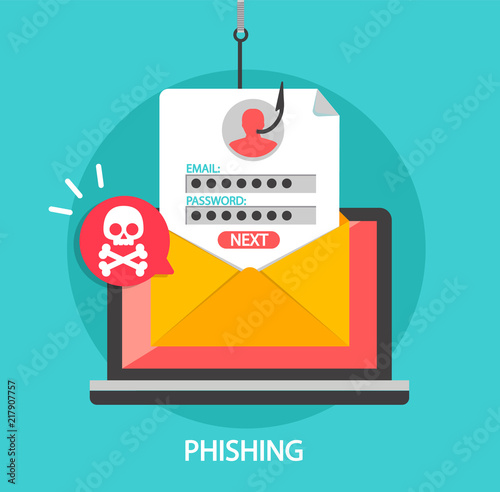 Fotografía Phishing login and password on fishing hook in email envelope