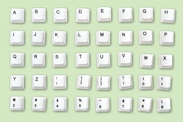 Poster - White block computer letter isolated on white background with