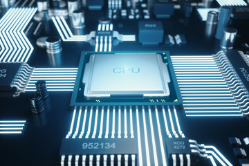 Poster - cicruit board, artificial intelligence, ai, neural network concept. technology background, tech scie