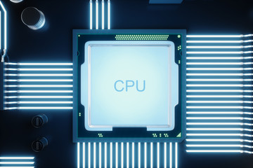 Poster - cicruit board, artificial intelligence, ai, neural network concept. technology background, tech scie