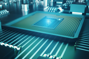 Poster - circuit board. technology background. central computer processors cpu concept. motherboard digital c