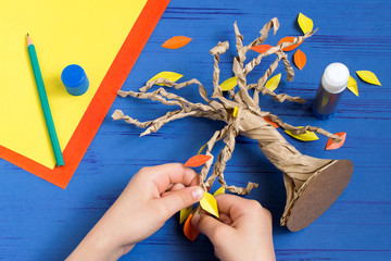 How to make together with child autumn tree. Step 9