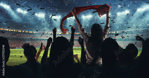 Cuadros en Lienzo Fans celebrating the success of their favorite sports team on the stands of the