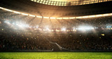 Fototapeta Sport - Photo of a professional soccer stadium while the sun shines