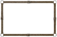 A Decorative Frame, Made Of Four Brown Leather Belts, With Classic Chrome Buckles And Rivets. 3D Rendering
