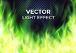 Burning green fire flames on transparent background. Vector special light effect