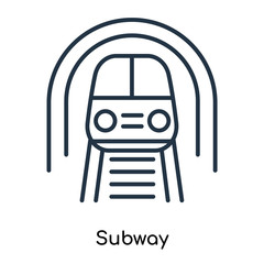 Sticker - Subway icon vector isolated on white background, Subway sign , thin symbols or lined elements in outline style