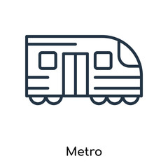 Sticker - Metro icon vector isolated on white background, Metro sign , thin symbols or lined elements in outline style