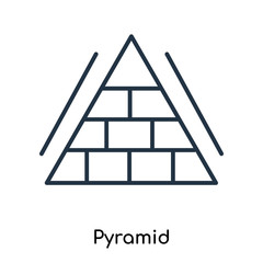 Wall Mural - Pyramid icon vector isolated on white background, Pyramid sign , thin symbols or lined elements in outline style