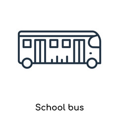 Wall Mural - School bus icon vector isolated on white background, School bus sign , thin symbols or lined elements in outline style