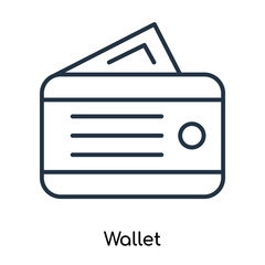 Sticker - Wallet icon vector isolated on white background, Wallet sign , thin symbols or lined elements in outline style