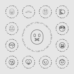 Wall Mural - Collection of 13 facial outline icons