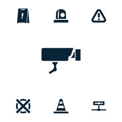 Canvas Print - Collection of 7 caution filled icons