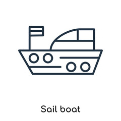 Wall Mural - Sail boat icon vector isolated on white background, Sail boat sign , thin symbols or lined elements in outline style