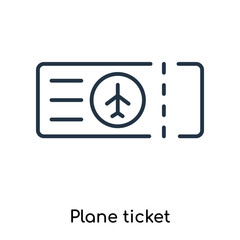 Wall Mural - Plane ticket icon vector isolated on white background, Plane ticket sign , thin symbols or lined elements in outline style